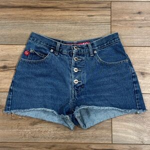 NO EXCUSES Vintage 1990s Mid-wash High-rise Jean Shorts | Size 7/8